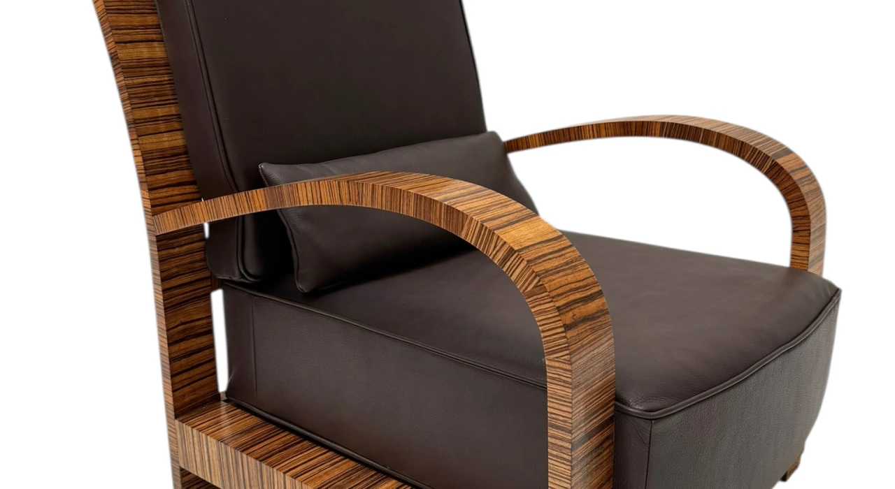 Two Art Deco Lounge Chairs with Leather Cushions France, 1930s